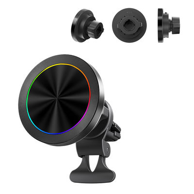 주문 Magsafe Car Mount Aluminium Alloy Texture Wireless Charger With RGB Light Display And One Hand Operation For Automotive online manufacture
