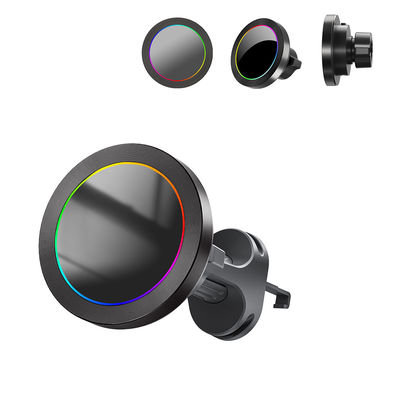 주문 Aluminium Alloy Texture RGB Light Effect Wireless Car Phone Holder With Fast Charging And Adjustable Lights For Automotive online manufacture