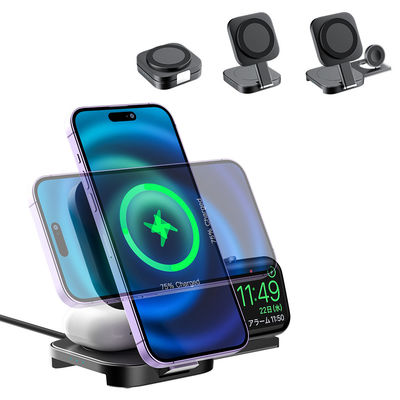 3 In 1 데스크톱 무선 충전 스테이션 알루미늄 합금 Magsafe 충전 스탠드