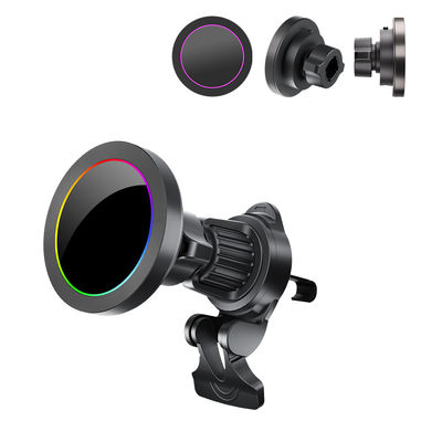 조정 가능한 RGB 빛 효과 15w 무선 충전기 자동차 전화기 홀더 알루미늄 합금 질감